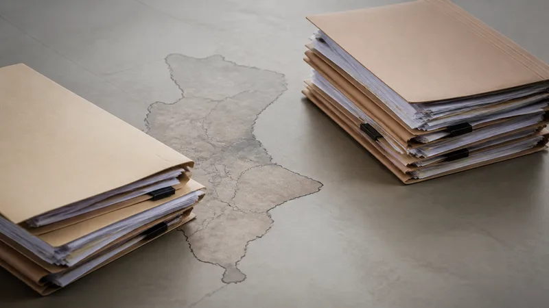 Dos expedientes administrativos genéricos sobre un mapa territorial abstracto