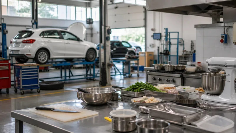 Taller genérico de Formación Profesional con áreas de alimentación y automoción