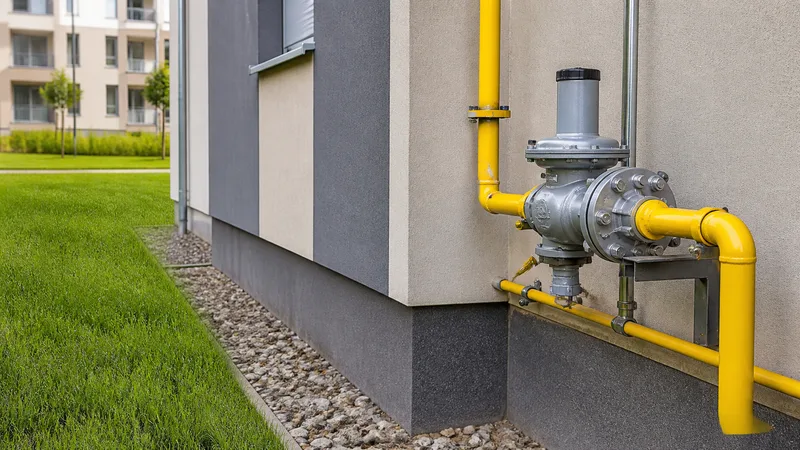 Instalación genérica de gas canalizado junto a viviendas