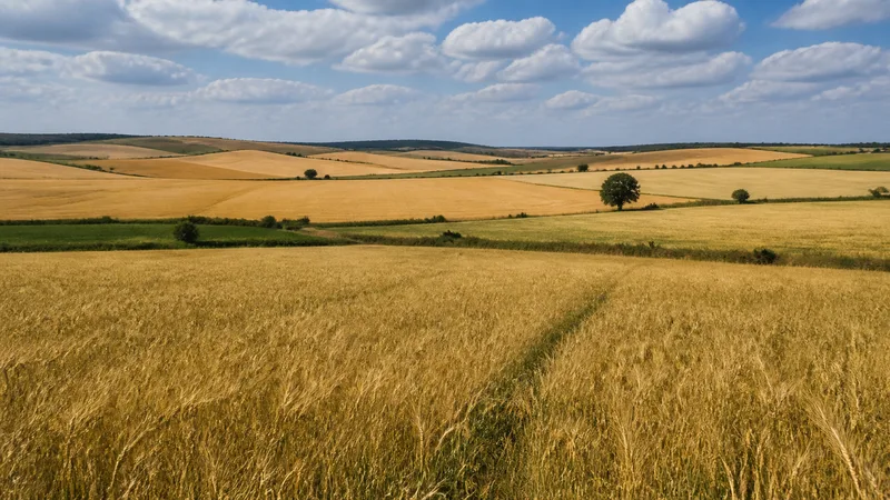 Campos de cereal genéricos distribuidos en varias parcelas