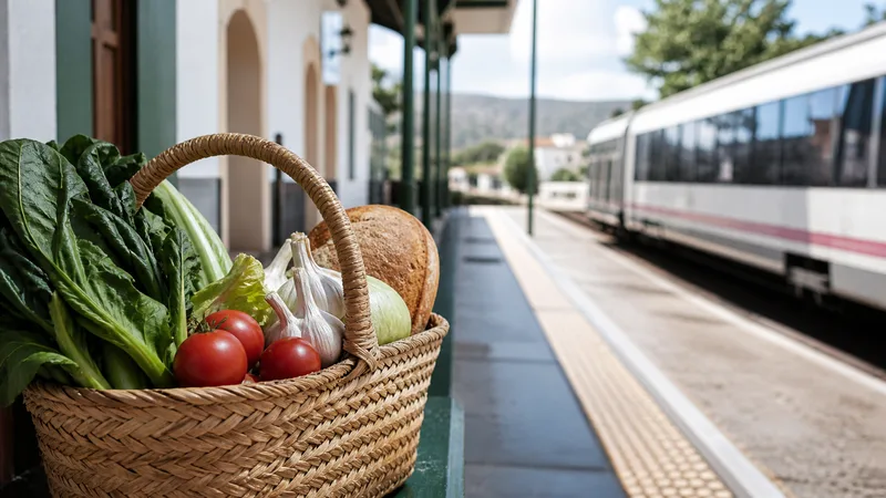 Composición editorial genérica y exclusiva de mercado local y estación regional en una composición sobria; no representa horarios, aforo ni condiciones en tiempo real